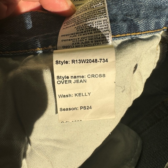 R13 Blue Relaxed Fit Jeans with Vintage Distressing